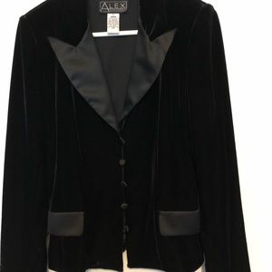 Alex Evenings Black Velvet Blazer Size 